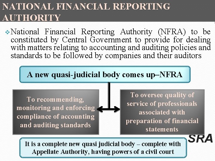 NATIONAL FINANCIAL REPORTING AUTHORITY v National Financial Reporting Authority (NFRA) to be constituted by