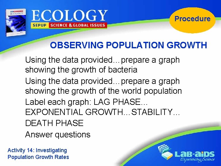 Procedure OBSERVING POPULATION GROWTH Using the data provided…prepare a graph showing the growth of