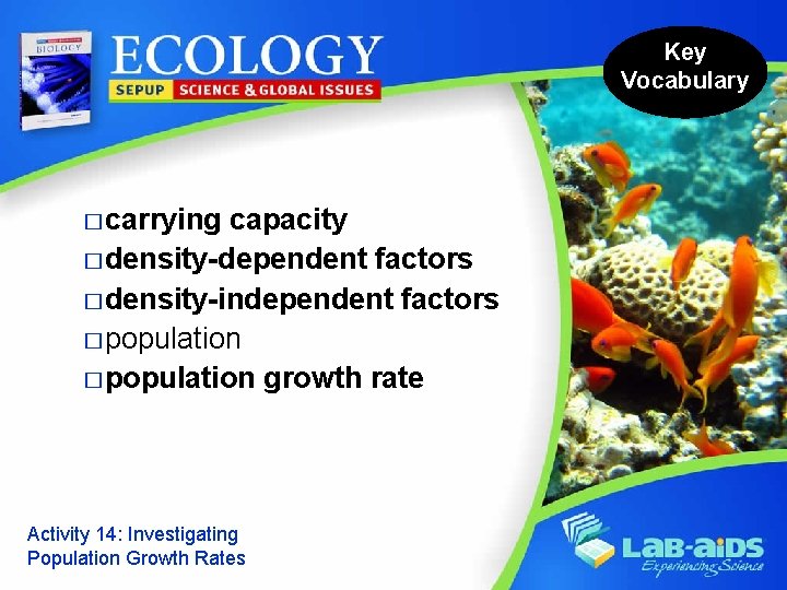 Key Vocabulary � carrying capacity � density-dependent factors � density-independent factors � population growth