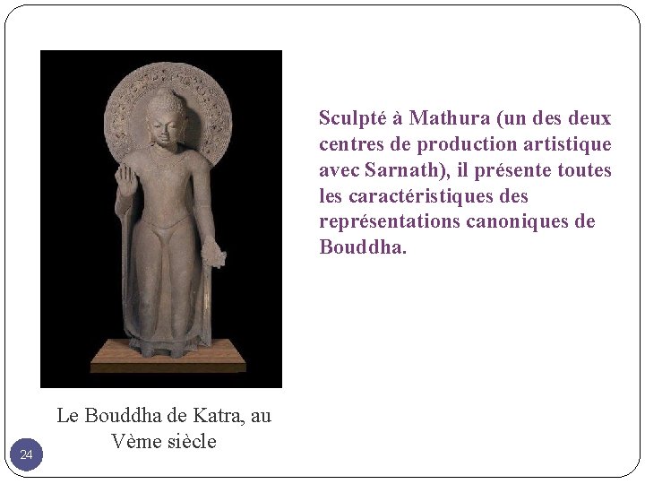 Sculpté à Mathura (un des deux centres de production artistique avec Sarnath), il présente