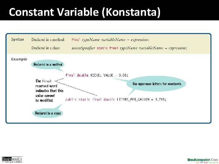 Constant Variable (Konstanta) 