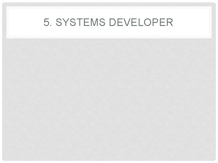 5. SYSTEMS DEVELOPER 