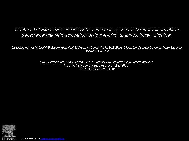 Treatment of Executive Function Deficits in autism spectrum disorder with repetitive transcranial magnetic stimulation: