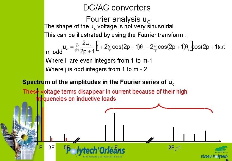 DC/AC converters Fourier analysis u. C The shape of the uc voltage is not