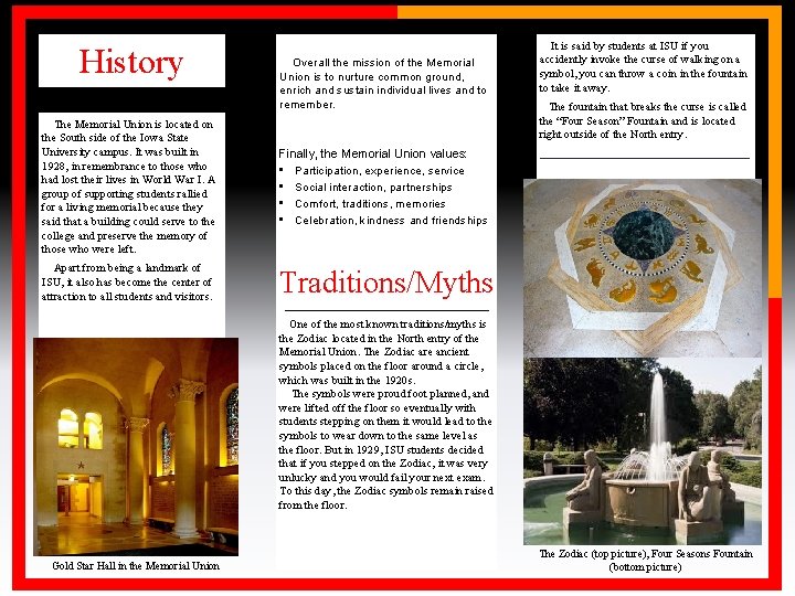 History Overall the mission of the Memorial Union is to nurture common ground, enrich