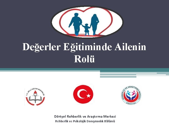 Değerler Eğitiminde Ailenin Rolü Dörtyol Rehberlik ve Araştırma Merkezi Rehberlik ve Psikolojik Danışmanlık Bölümü