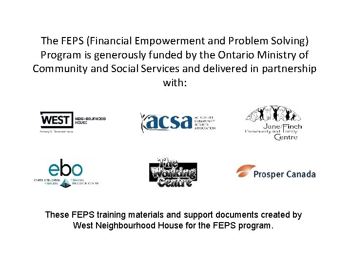 The FEPS Financial Empowerment and Problem Solving Program