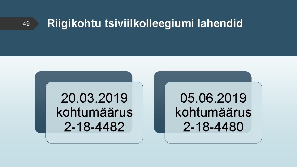 49 Riigikohtu tsiviilkolleegiumi lahendid 20. 03. 2019 kohtumäärus 2 -18 -4482 05. 06. 2019