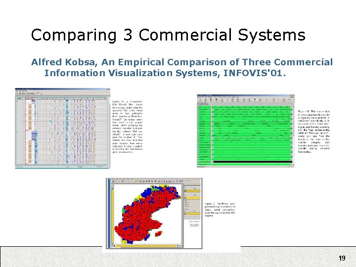 Comparing 3 Commercial Systems Alfred Kobsa, An Empirical Comparison of Three Commercial Information Visualization