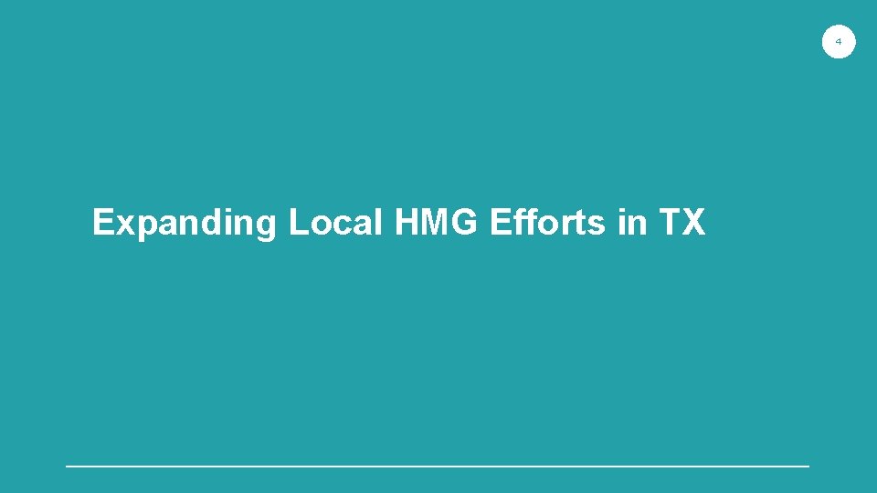 4 Expanding Local HMG Efforts in TX 4 Expanding Local HMG Efforts in TX