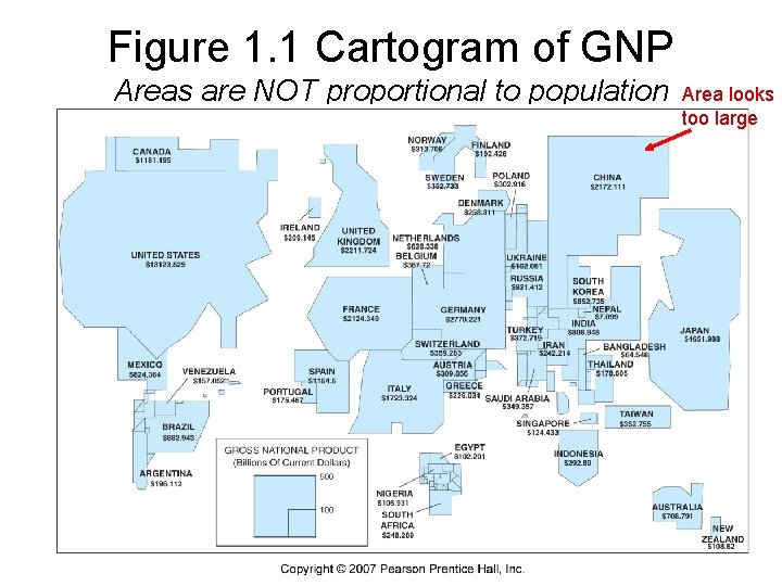Figure 1. 1 Cartogram of GNP Areas are NOT proportional to population Area looks