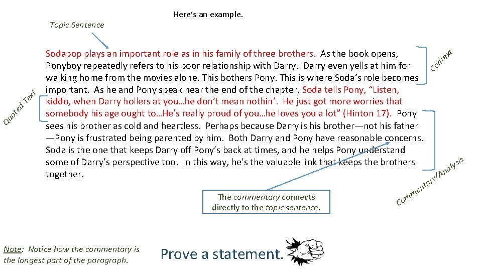 Qu ot ed Te xt Topic Sentence Here’s an example. Sodapop plays an important