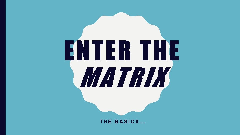 ENTER THE MATRIX THE BASICS… 