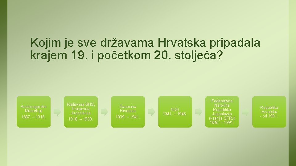 Kojim je sve državama Hrvatska pripadala krajem 19. i početkom 20. stoljeća? Austrougarska Monarhija