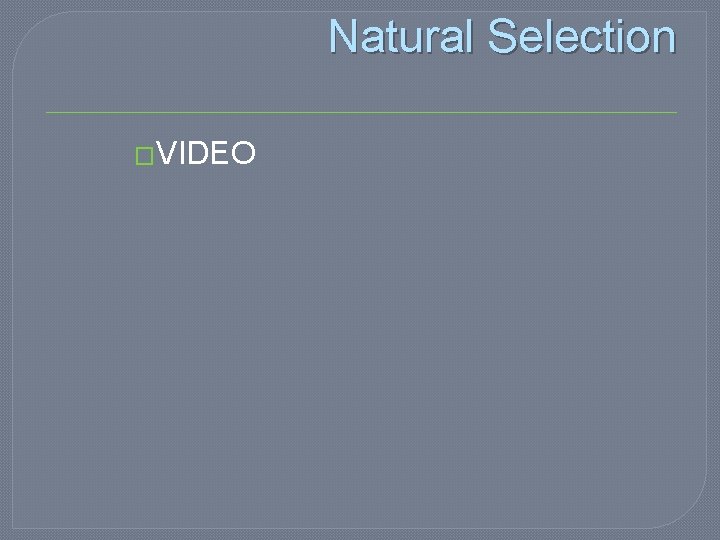 Natural Selection �VIDEO 