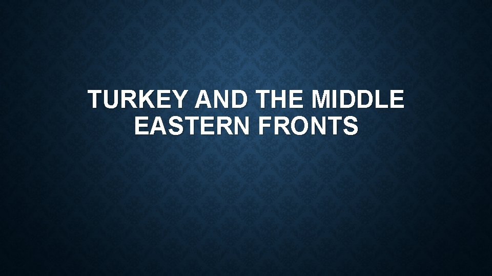 TURKEY AND THE MIDDLE EASTERN FRONTS 