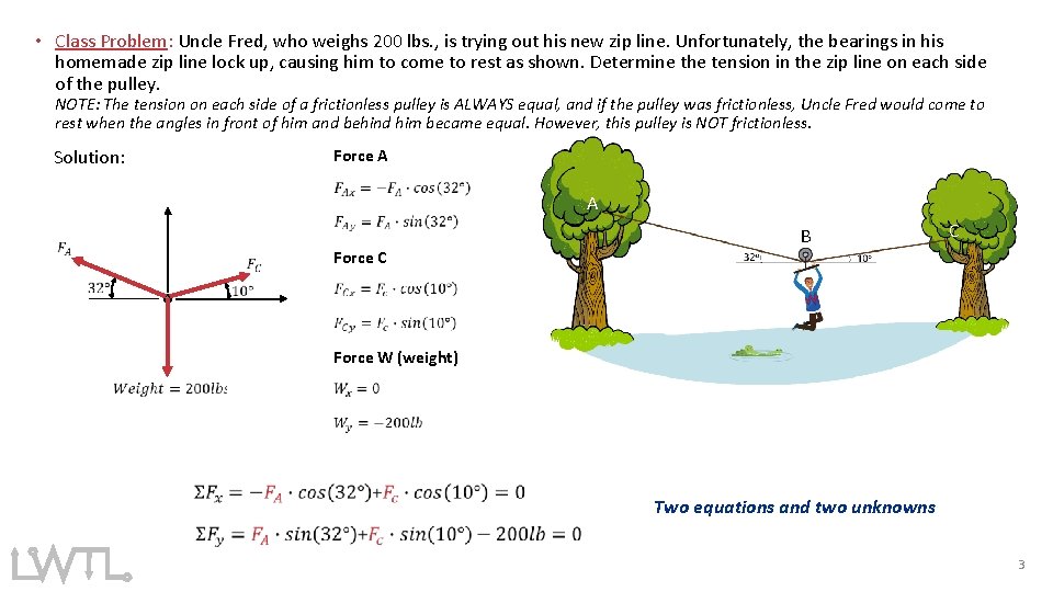  • Class Problem: Uncle Fred, who weighs 200 lbs. , is trying out