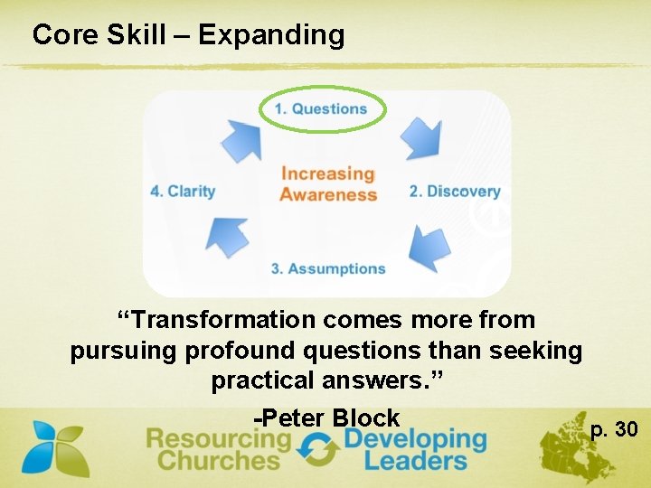 Core Skill – Expanding “Transformation comes more from pursuing profound questions than seeking practical
