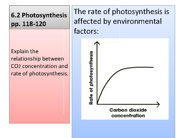 The rate of photosynthesis is 6. 2 Photosynthesis affected by environmental pp. 118 -120