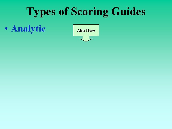 Types of Scoring Guides • Analytic Aim Here 