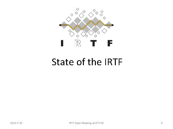 State of the IRTF 2016 -7 -20 IRTF Open Meeting at IETF-96 5 