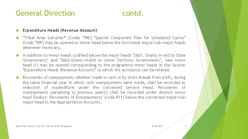 List of Major and Minor Heads Publishing authority