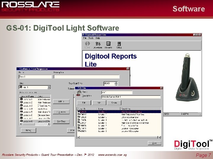 Software GS-01: Digi. Tool Light Software Rosslare Security Products – Guard Tour Presentation –