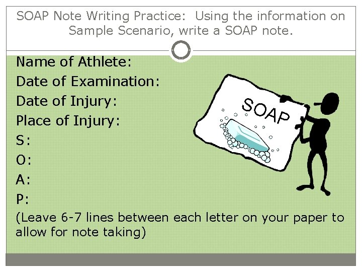 SOAP Note Writing Practice: Using the information on Sample Scenario, write a SOAP note.