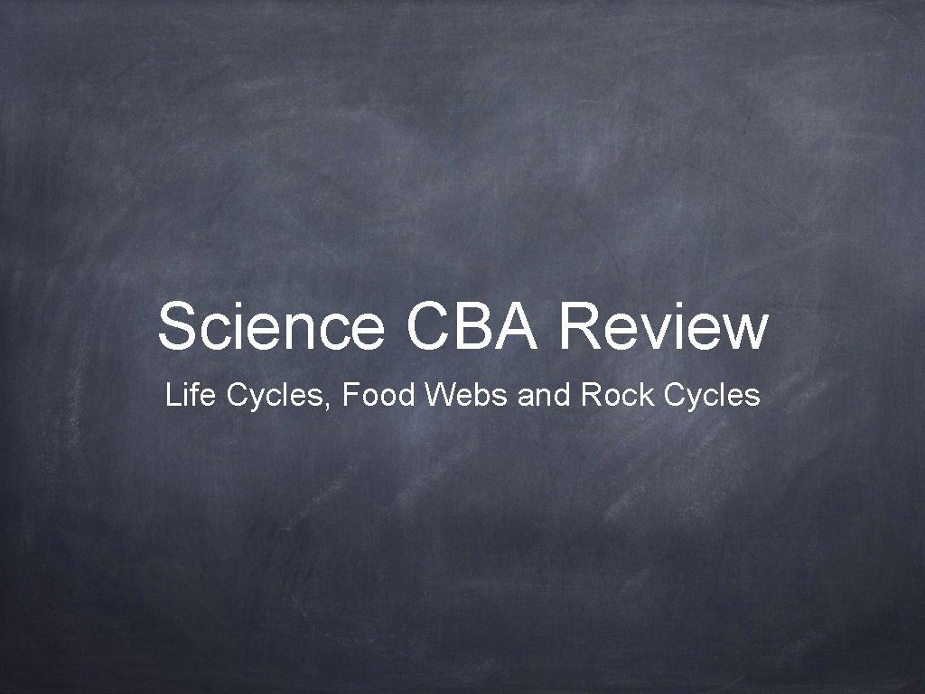 Science CBA Review Life Cycles, Food Webs and Rock Cycles 