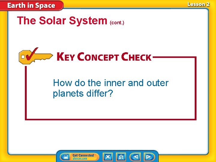 The Solar System (cont. ) How do the inner and outer planets differ? 