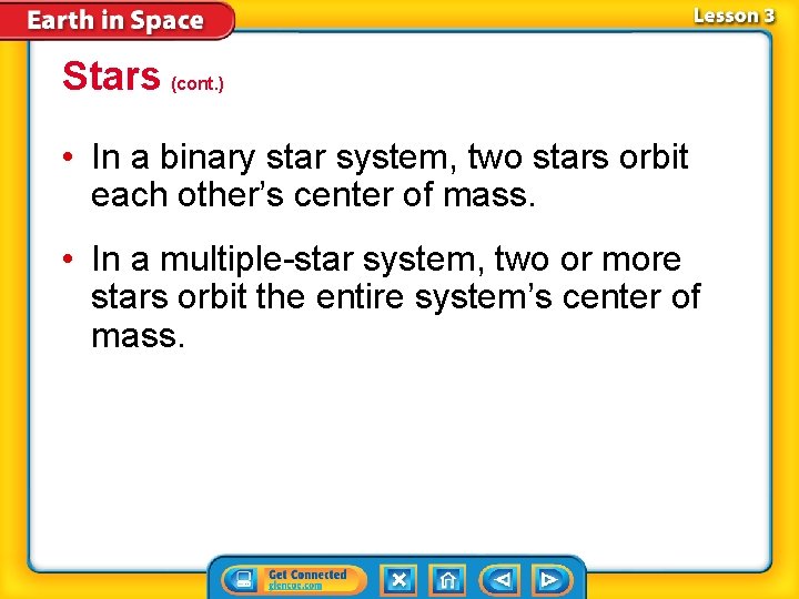 Stars (cont. ) • In a binary star system, two stars orbit each other’s