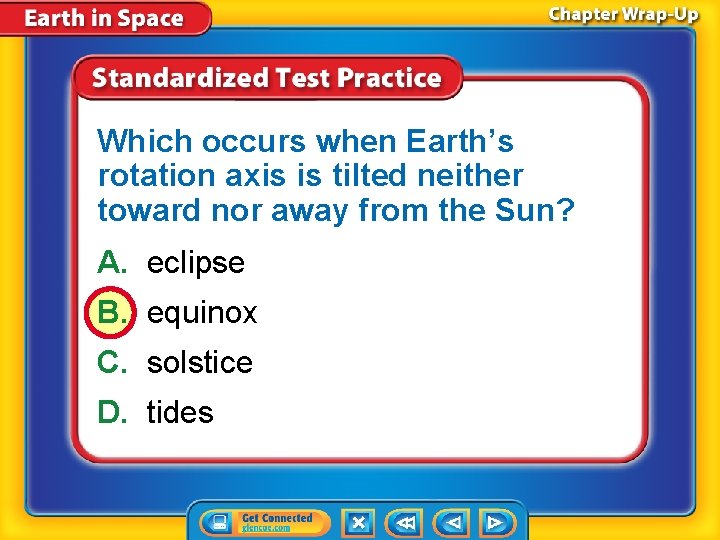 Which occurs when Earth’s rotation axis is tilted neither toward nor away from the