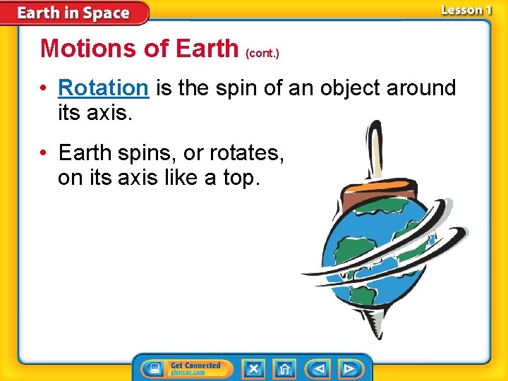 Motions of Earth (cont. ) • Rotation is the spin of an object around