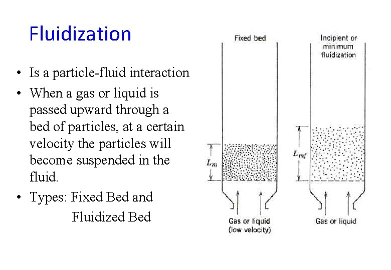 Fluidization • Is a particle-fluid interaction • When a gas or liquid is passed Fluidization • Is a particle-fluid interaction • When a gas or liquid is passed