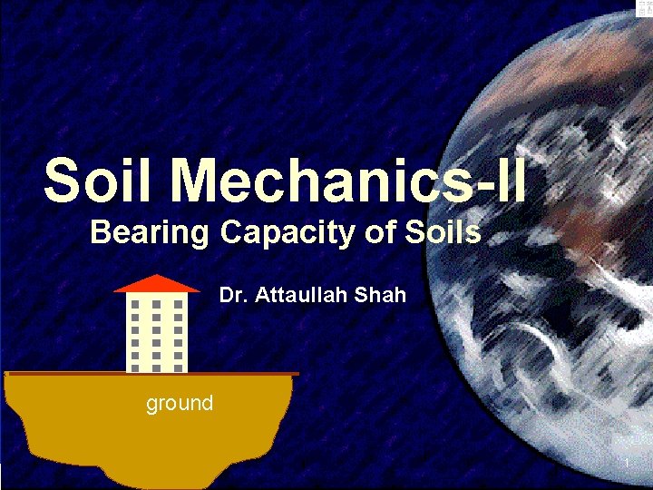 Soil Mechanics-II Bearing Capacity of Soils Dr. Attaullah Shah ground SIVA 1 