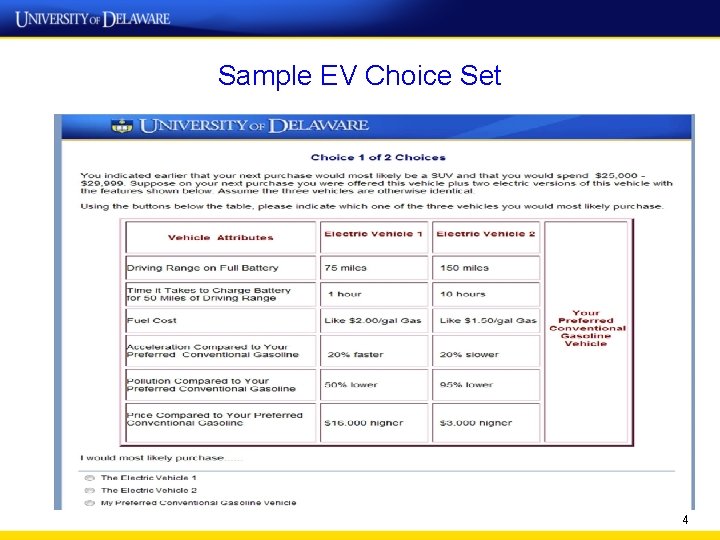 Sample EV Choice Set 4 