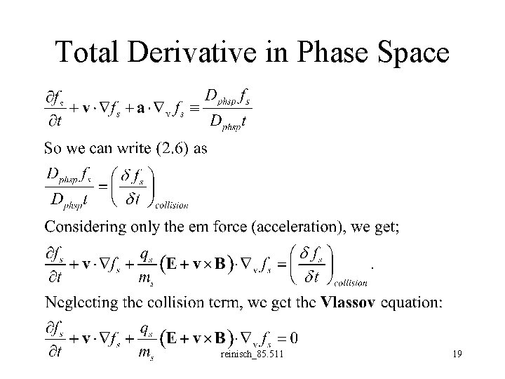 Total Derivative in Phase Space reinisch_85. 511 19 