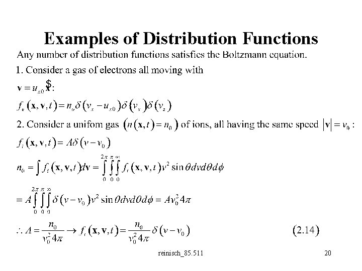 Examples of Distribution Functions reinisch_85. 511 20 
