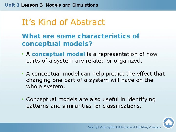 Unit 2 Lesson 3 Models and Simulations Unit