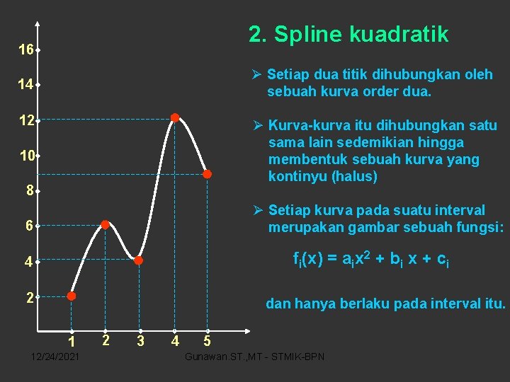 2. Spline kuadratik 16 Ø Setiap dua titik dihubungkan oleh sebuah kurva order dua.