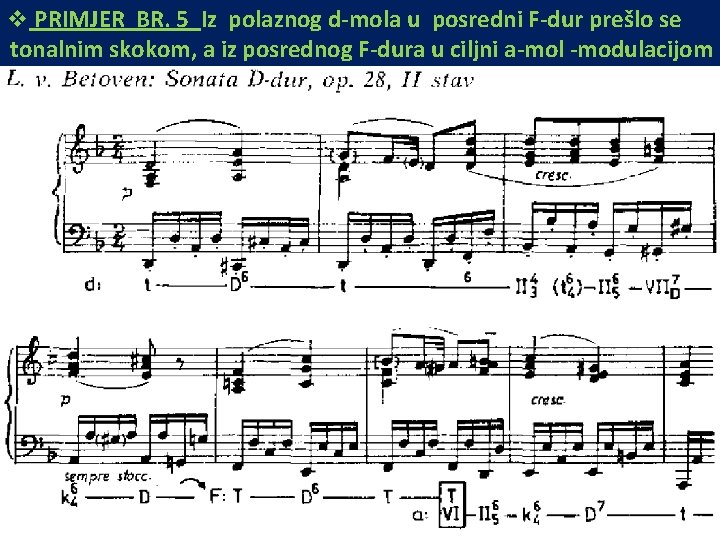 v PRIMJER BR. 5 Iz polaznog d-mola u posredni F-dur prešlo se tonalnim skokom,