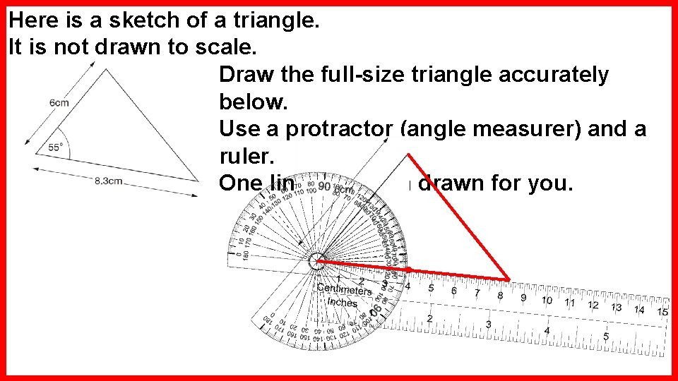 Here is a sketch of a triangle. It is not drawn to scale. Draw