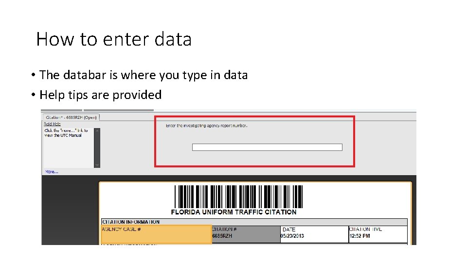 How to enter data • The databar is where you type in data • How to enter data • The databar is where you type in data •