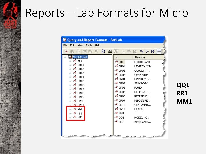 Reports – Lab Formats for Micro QQ 1 RR 1 MM 1 
