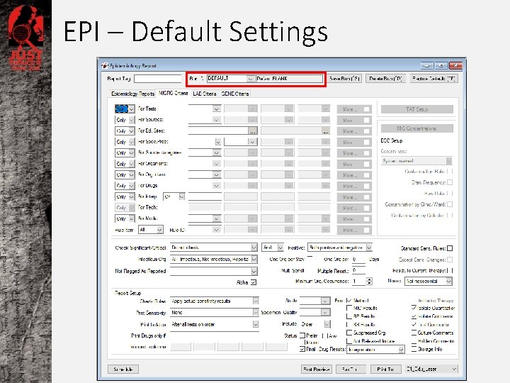 EPI – Default Settings 