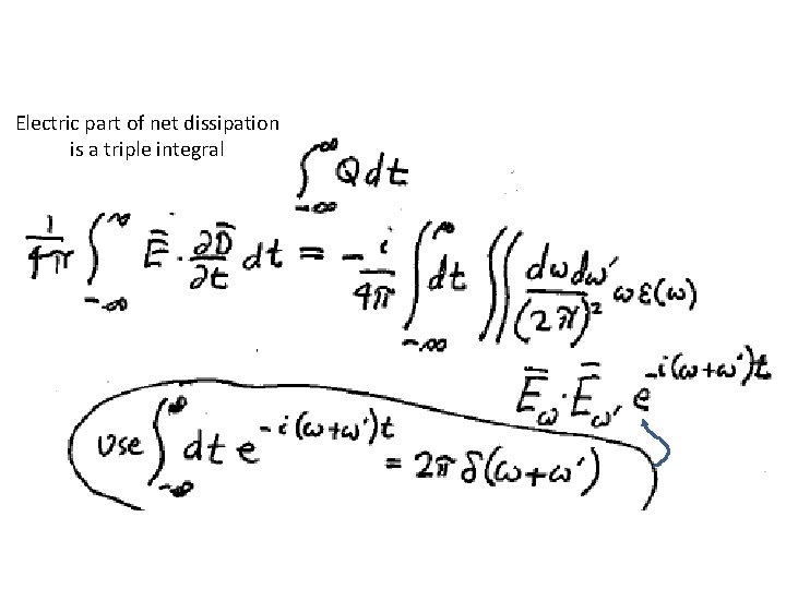 Electric part of net dissipation is a triple integral 