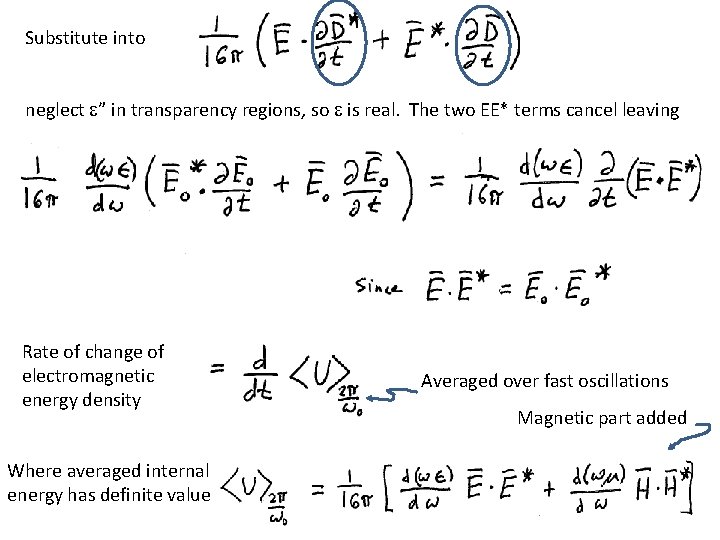 Substitute into neglect e” in transparency regions, so e is real. The two EE*