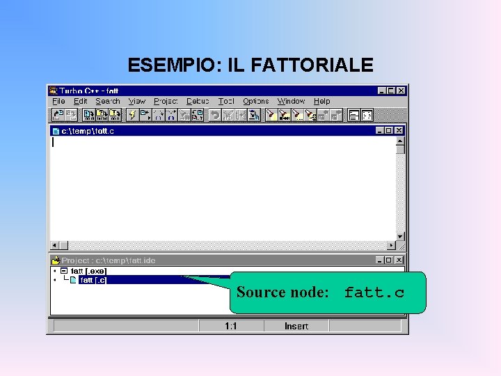 ESEMPIO: IL FATTORIALE Source node: fatt. c 