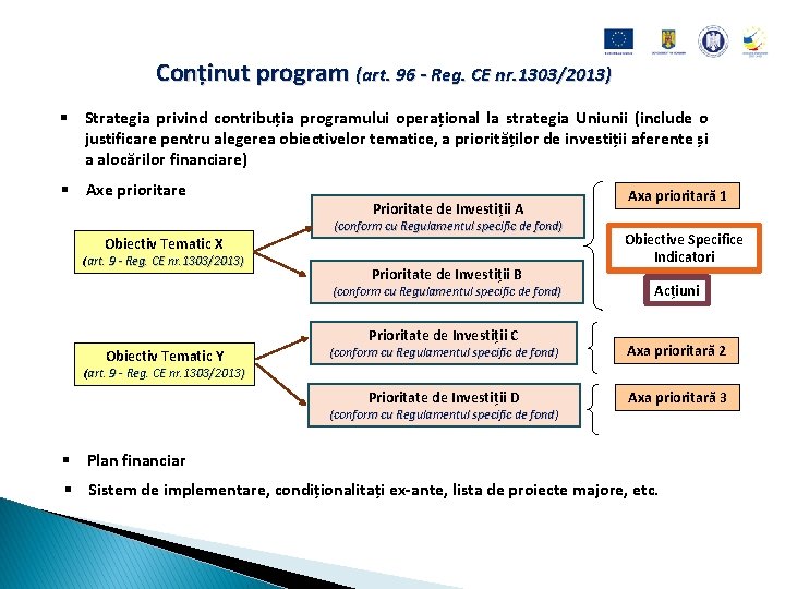 Conținut program (art. 96 - Reg. CE nr. 1303/2013) § Strategia privind contribuția programului