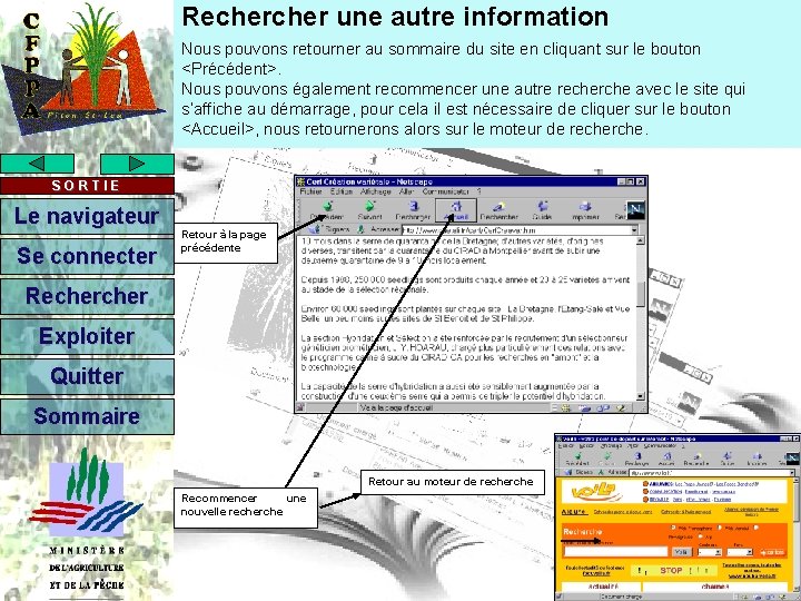 Recher une autre information Nous pouvons retourner au sommaire du site en cliquant sur